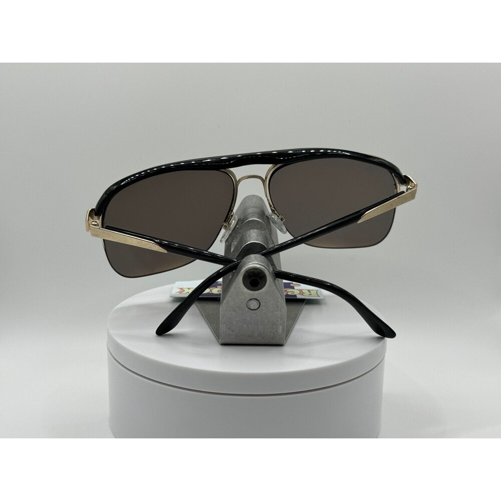 Vintage NOS Oversize Eyeglasses Double Bar Style Glasses Grey Lens Black & Gold - Picture 6 of 6